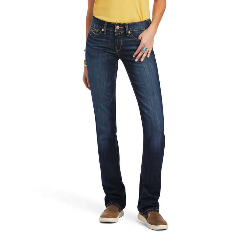 Ariat Jeans Damen - R.E.A.L. Mid Rise Octavia Straight Blau ( QPYCA-5732 )
